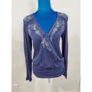 Knox Rose Embroidered Longsleeve Shirt Blouse Top Size XS